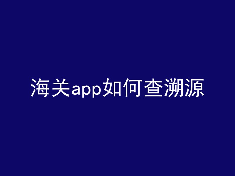 海关app如何查溯源