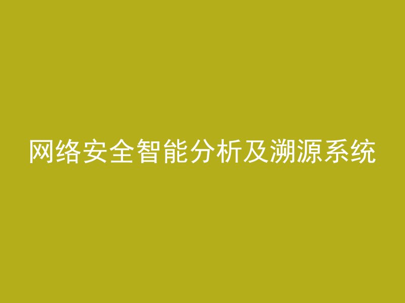 网络安全智能分析及溯源系统